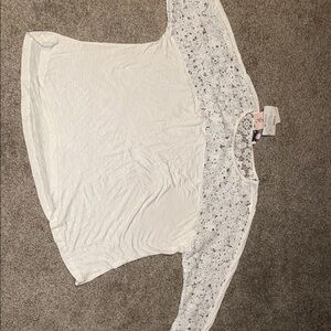 White Lace Sleeve Top